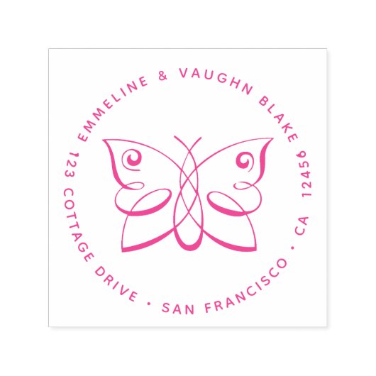 Swirly Abstracte vlinder retouradres Zelfinktende Stempel (Design)