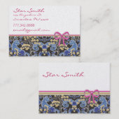 Swirly  Animal Print Blauw Tan Raspberry Visitekaartje (Voorkant / Achterkant)