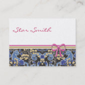 Swirly  Animal Print Blauw Tan Raspberry Visitekaartje (Achterkant)