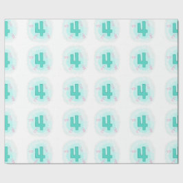 Swirly Aqua Nummer 4 Vier Verjaardags Verpakkingsd Cadeaupapier