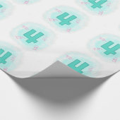 Swirly Aqua Nummer 4 Vier Verjaardags Verpakkingsd Cadeaupapier (Hoek)