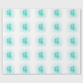 Swirly Aqua Nummer 4 Vier Verjaardags Verpakkingsd Cadeaupapier (Vlak)