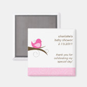 Swirly Bird Custom Baby shower Favor Magnet (Voorkant / Achterkant)