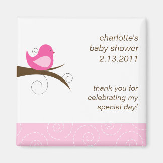 Swirly Bird Custom Baby shower Favor Magnet