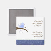 Swirly Bird Custom Baby shower Favor Magnet (Voorkant / Achterkant)