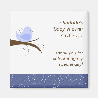 Swirly Bird Custom Baby shower Favor Magnet