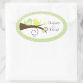 Swirly Bird (Groen) Bruiloft Ovaal Favor Sticker (Tas)