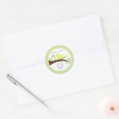 Swirly Bird (Groen) Wedding Circle Favor Sticker (Envelop)
