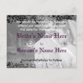 Swirly Black & White Sla de datum op Aankondigingskaart (Achterkant)