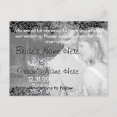 Swirly Black & White Sla de datum op Aankondigingskaart (Achterkant)