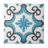 Swirly blauwgroen blauw Marokkaanse mediterrane st Tegeltje (Voorkant)