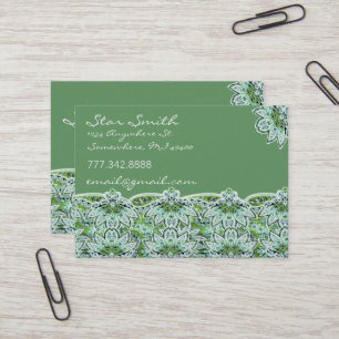 Swirly Bloemen Paisly Sage Groen Visitekaartje