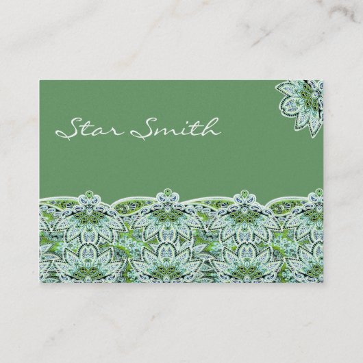 Swirly Bloemen Paisly Sage Groen Visitekaartje (Achterkant)