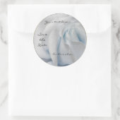 Swirly Bord Wit en Blauw Roos Wedding Stickers (Tas)
