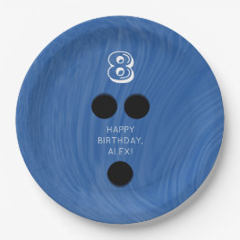 Swirly Bowling Ball | Kleur, leeftijd, naam kiezen Papieren Bordje