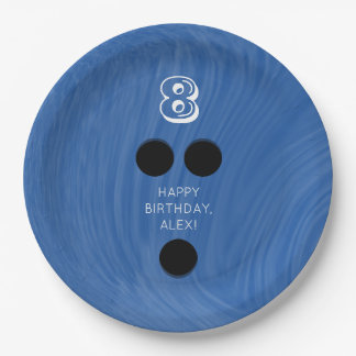 Swirly Bowling Ball | Kleur, leeftijd, naam kiezen Papieren Bordje