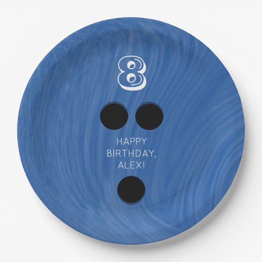 Swirly Bowling Ball | Kleur, leeftijd, naam kiezen Papieren Bordje (Voorkant)