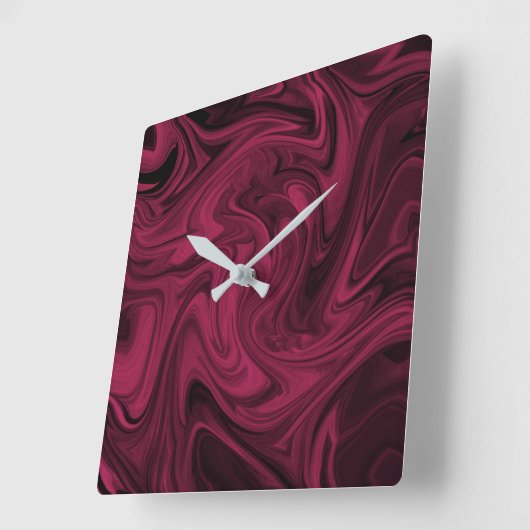 Swirly Burgundy Abstract Vierkante Klok (Hoek)