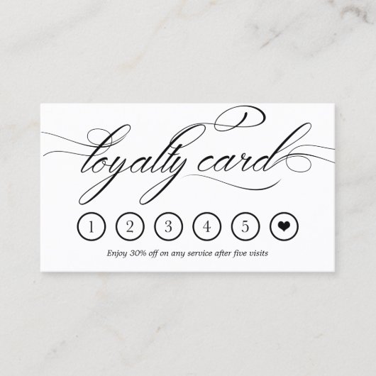 Swirly Calligraphy Loyalty Kaart Visitekaartje (Voorkant)