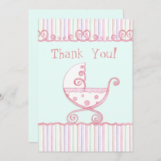 Swirly Carriage & Hearts, Baby Dank u Notities (Voorkant / Achterkant)