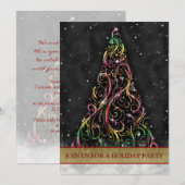Swirly Christmas Tree Holiday Party Uitnodiging (Voorkant / Achterkant)