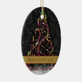 Swirly Christmas Tree Oval Xmas Ornament (Rechts)