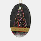 Swirly Christmas Tree Oval Xmas Ornament (Links)