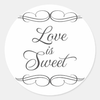 Swirly classic Love is Sweet Snoep Buffet Sticker