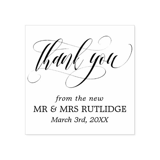 Swirly dank u - Bruiloft Rubberstempel (Afrduk)