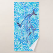 Swirly Dolphin Family Badhanddoek (Badhanddoek)
