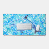 Swirly Dolphin Family Bureaumat (Keyboard & Muis)