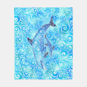 Swirly Dolphin Family Fleece Deken (Voorkant)