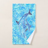 Swirly Dolphin Family Handdoek (Handdoek)