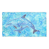 Swirly Dolphin Family Kussensloop (Achterkant-Links)