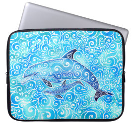 Swirly Dolphin Family Laptop Sleeve