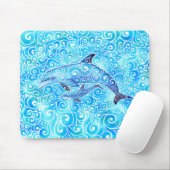 Swirly Dolphin Family Muismat (Met muis)