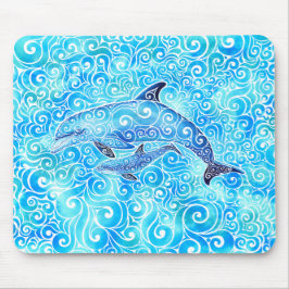 Swirly Dolphin Family Muismat