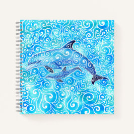 Swirly Dolphin Family Notitieboek