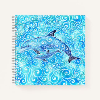 Swirly Dolphin Family Notitieboek