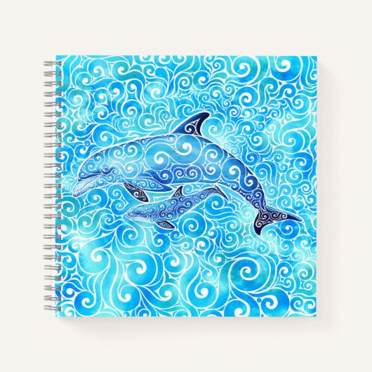 Swirly Dolphin Family Notitieboek (Voorkant)