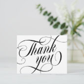 Swirly Elegant Black Script Thank You Briefkaart (Staand voorkant)