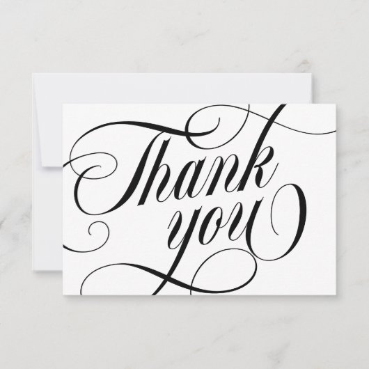 Swirly Elegant Black Script Thank You With Love Bedankkaart (Voorkant)