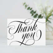 Swirly Elegant Black Script Thank You With Love Bedankkaart (Staand voorkant)