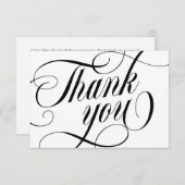 Swirly Elegant Black Script Thank You With Love Bedankkaart (Voorkant / Achterkant)