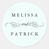 Swirly en script bruiloft munt ronde sticker (Voorkant)