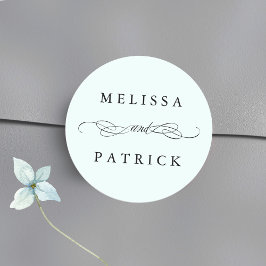 Swirly en script bruiloft munt ronde sticker