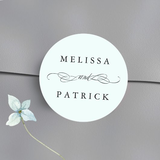 Swirly en script bruiloft munt ronde sticker