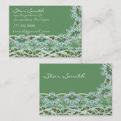 Swirly Floral Paisly SeaBlue en Limoen Visitekaartje (Voorkant / Achterkant)