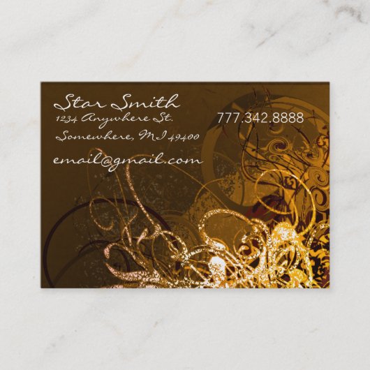 Swirly Florals Chocolate en Oranje Sherbert Visitekaartje (Voorkant)