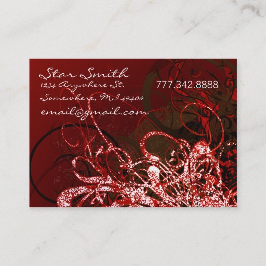 Swirly Florals - Deep Red Visitekaartje (Voorkant)